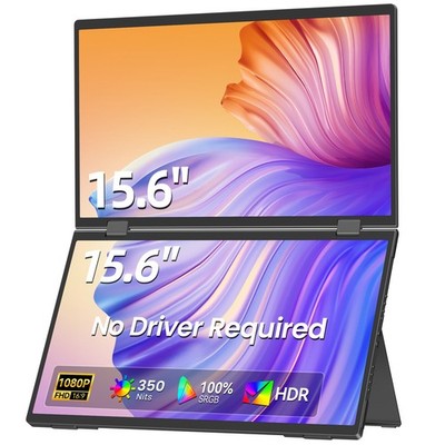 UPERFECT 15,6'' Tragbarer Dual-Monitor Bildschirm 1080P Freistehend Dual Screen