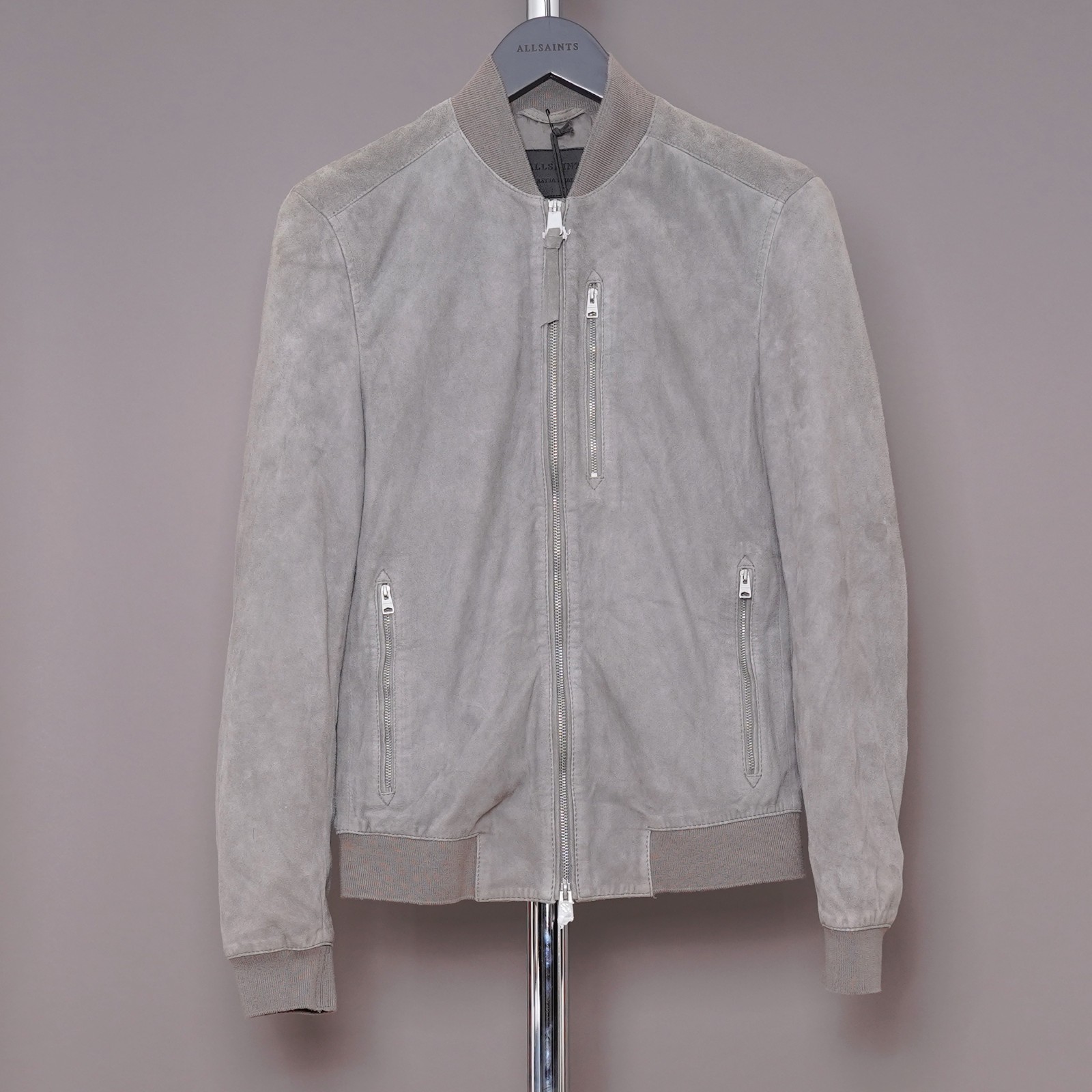 ALL SAINTS Suede Leather Jacket Mens EXTRA SMALL Biker Bomber Celebrity KEMBLE image 8