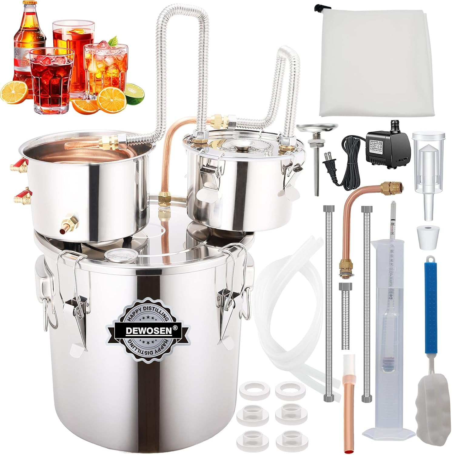 DEWOSEN Alcohol Still 13.2 Gallon 3 Pots Shine Still Distillery Kit for Alcohol