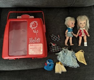 Heidi Pocketbook Dolls Plus Case And Clothes 1960s Vintage
