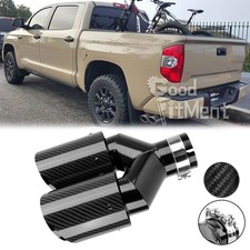 3 Inlet Carbon Fiber Dual Exhaust Tip Tail Pipe Muffler For Toyota Tundra 3.4l