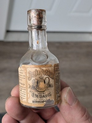 Labeled Silver Pitcher JM DAVIS Minneapolis Minnesota Sample Whiskey Bottle