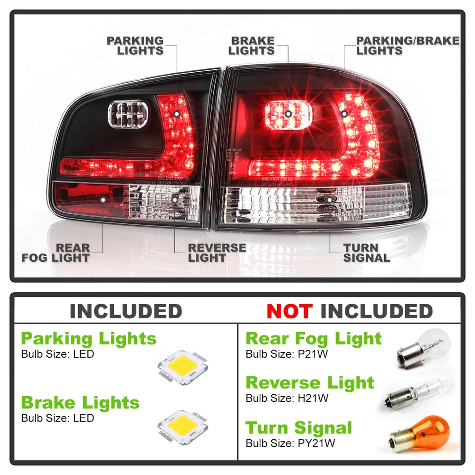 Black 2003-2007 Volkswagen| Touareg LED Perform Tail LIghts Lamps Set Left+Right - Image 3 of 4