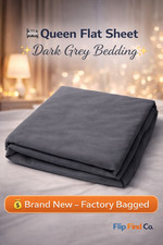 Queen Flat Sheet Dark Grey Bedding Soft Hotel Quality NEW Factory Bagged