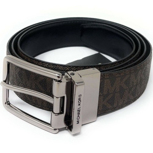 NWT Michael Kors Men's Reversible Logo and Leather Belt, Brown, One-Size