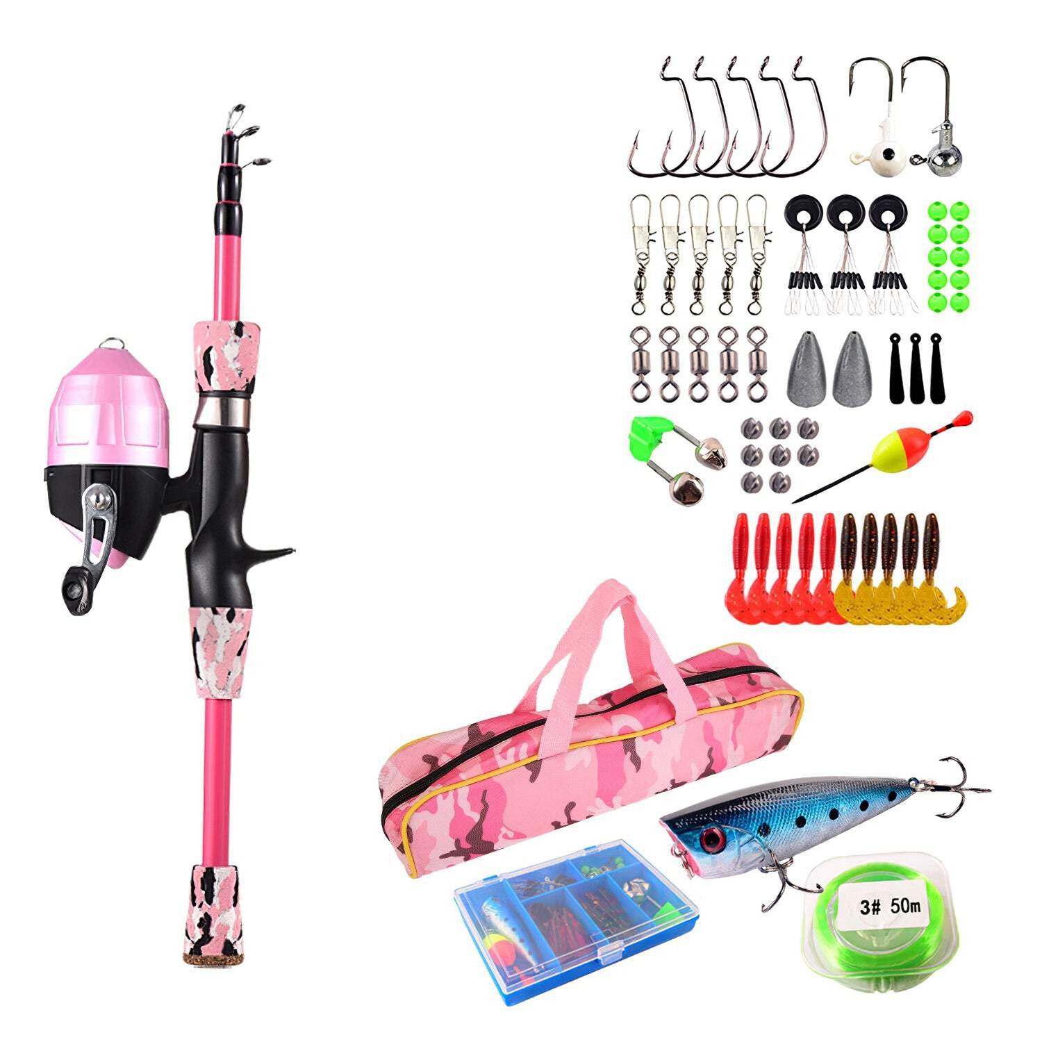 Kids Fishing Pole Set Fishing Starter Kit Telescopic Fishing
