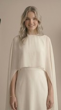 White Chiffon Bridal Cape Elegant Sheer Wedding Dress Topper Bridal Wrap