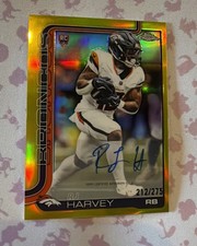 2025 Topps Chrome Football RJ Harvey Gold Refractor Auto RC /275 Broncos Rookie