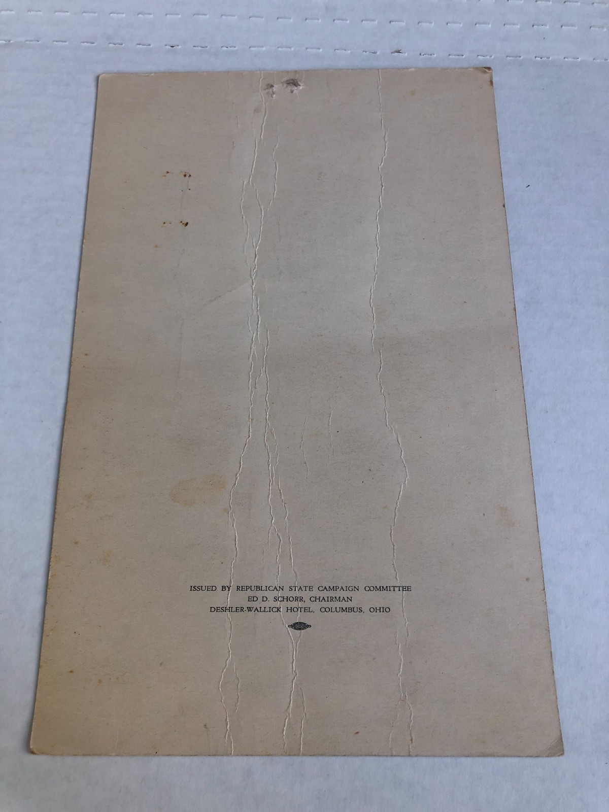 Vintage 1937 John W. Bicker Republican Candidate For Ohio Governor Poster 7x11"