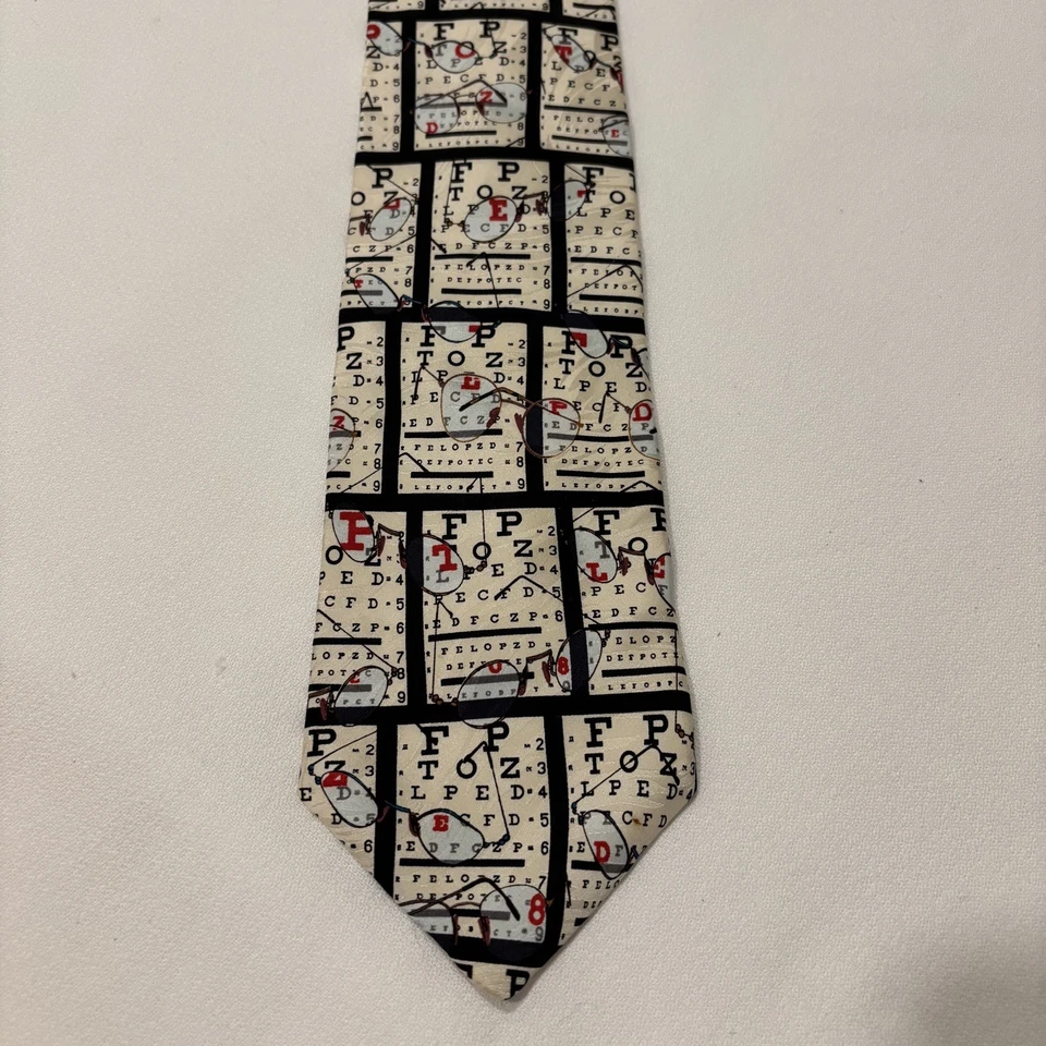 Optometrista Oftalmólogo Corbata Cuello SEDA MUSEO ARTEFACTOS GAFAS TABLA DE OJOS Dr Foto 2 de 4
