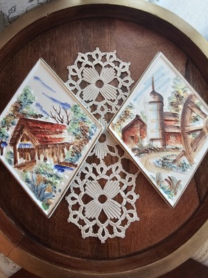 Two Ceramic Wall Decor Made In Japan, Beautiful Design.  8'' Tall, 5.5'' Wide