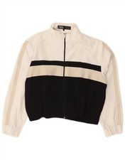 ZARA Womens Tracksuit Top Jacket UK 18 XL White Colourblock Polyester BF45
