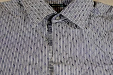 Perry Ellis Long Sleeve Button Up XLT Blue Paisley W/ Stripes Hidden Buttons