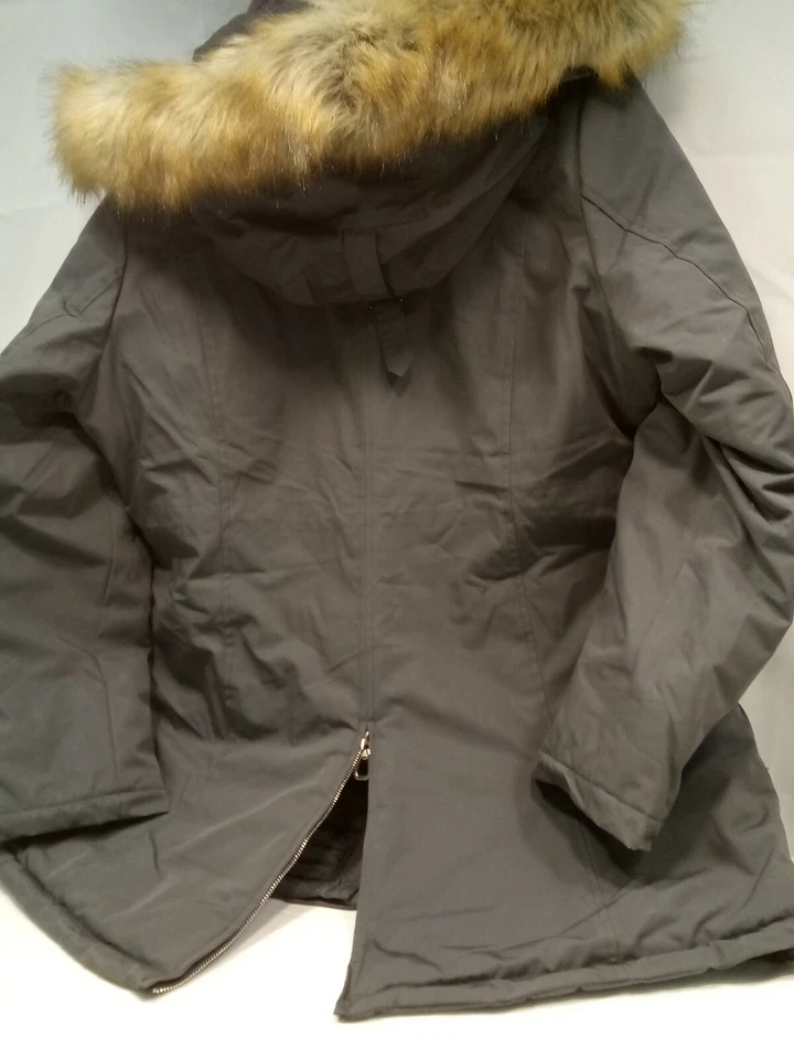 Galaxy Spire Coat 重量级毛皮连帽冬季派克外套:Wm XL - 灰色 — 第 3/4 张图片