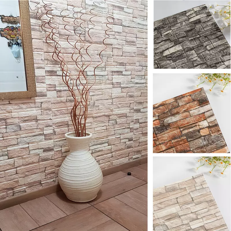 3D Brick Wall Stickers Self-Adhesive Wallpaper Sticker Film Wall Sticker  Roll Peel and Stick Art Wall Panels for Living Room Background Wall