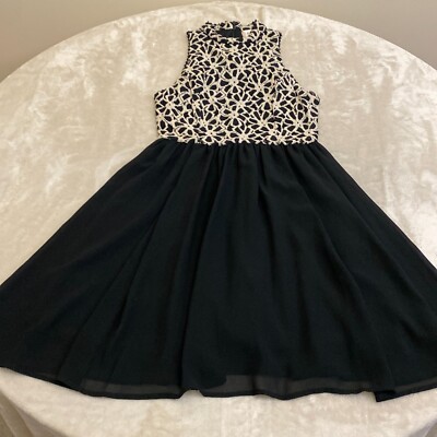 Altar'd State Womens Black Ivory Sleeveless Overlay Fit & Flare Dress Size  Small | eBay