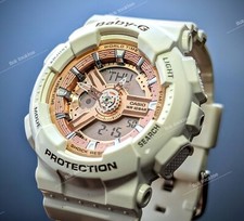 Beautiful Casio BA110 White/Rose Women's Analog/Digital Watch Excellent!