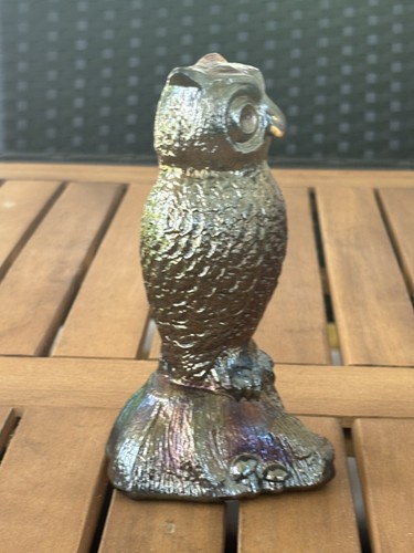 VINTAGE ELEGANT RARE FENTON CARNIVAL IRIDESCENT AMETHYST GLASS OWL FIGURINE - Picture 8 of 14