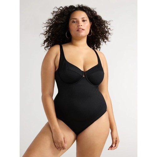 Sofia by Sofia Vergara Women's SIZE M D/DD Sandra One Piece Swimsuit BLACK - 第 1/11 張圖片