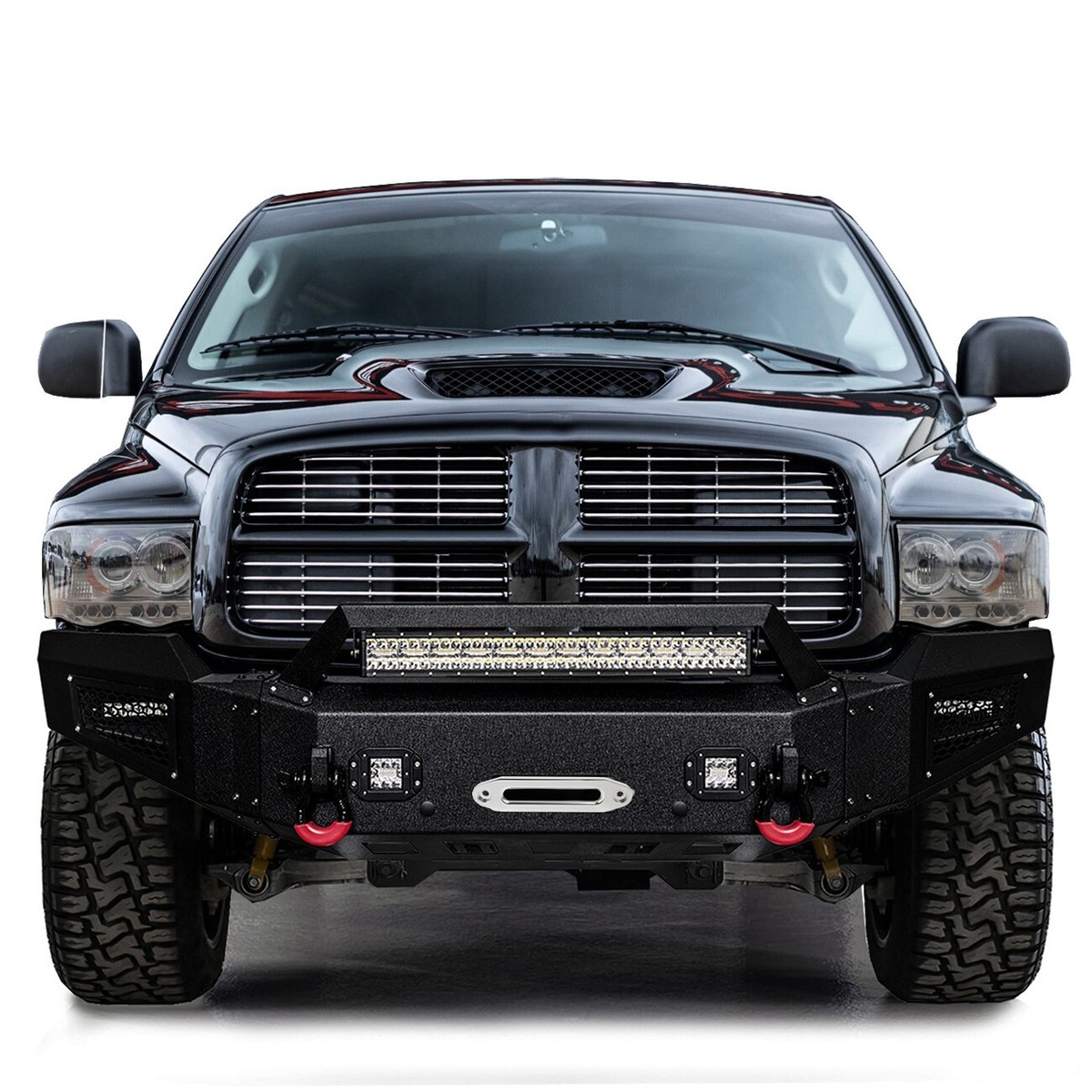 DAM RAM HEAD π 2006 初期 ハンドワイアード Vijay For 2003-2004-2005 Dodge Ram 2500/3500 Front Bumper Steel