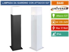 PORTALAMPADA PALO DA GIARDINO QUADRATO CON FISSAGGIO A TERRA PER LAMPADINE E27