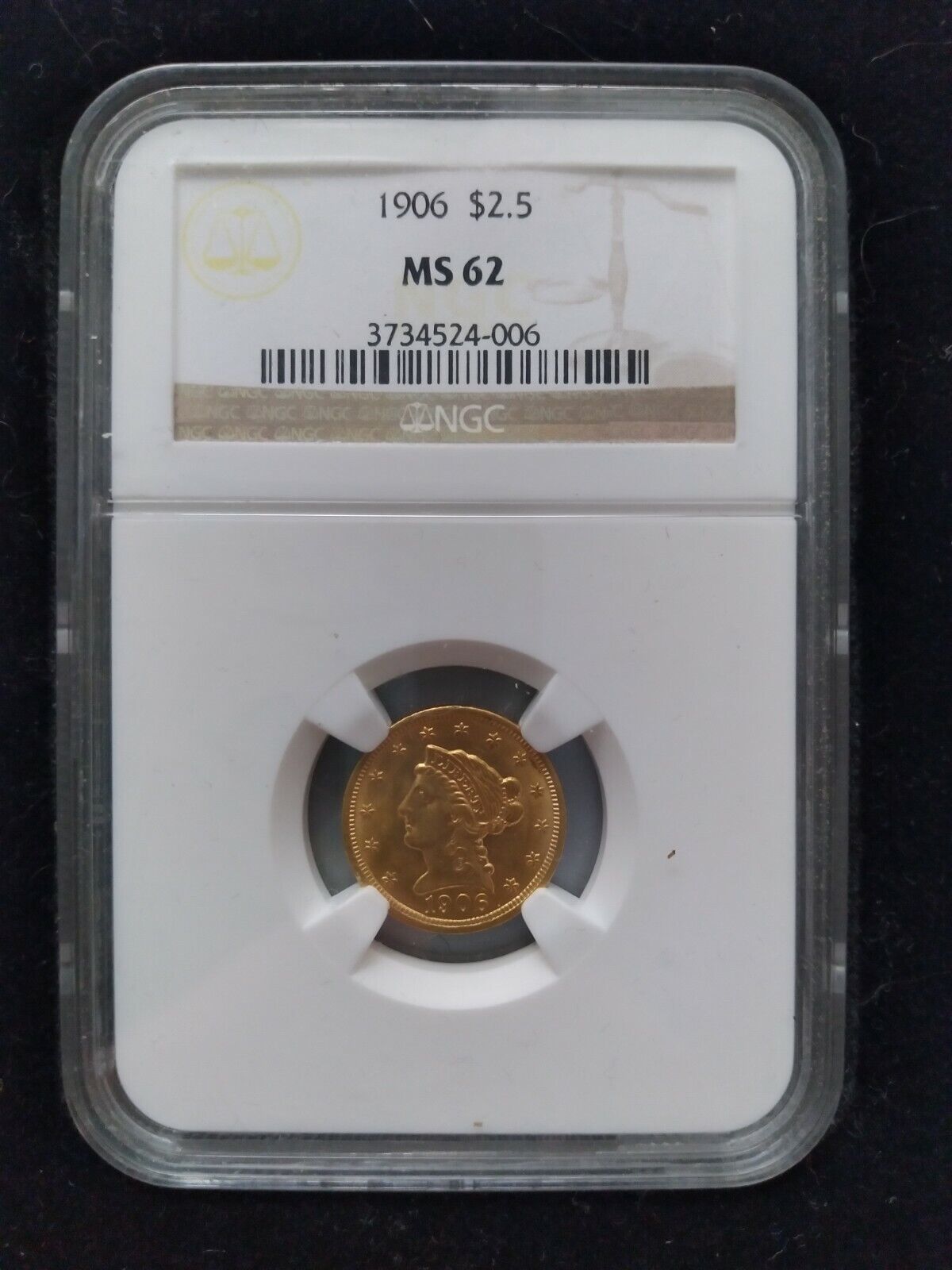 1906 Liberty Head Quarter Eagle $2.5 Gold At the price of surprise MS62 w Financial sales sale Coin Graded NGC