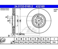 Bremsscheibe Ate 24.0132-0165.2 FüR Audi Tt Tt Roadster Vw