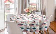 Sailing Round Tablecloth Little Ships Boat Yacht