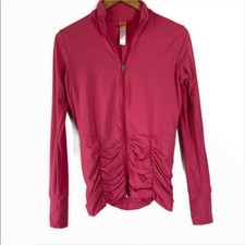Lucy Hot Pink Ruched Zip Up Athletic Jacket
