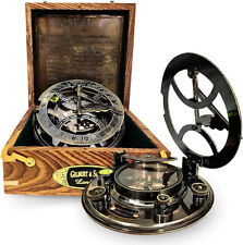 Brass Sundial - 5 inches Large Sundial Compass in Rosewood Case Top Grade Calibr