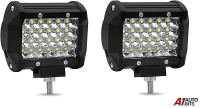 2x 4 Inch 72w 24 Led Light Bar Quad Row Spot Beam Led Cubes Work Lamp 12v 24v