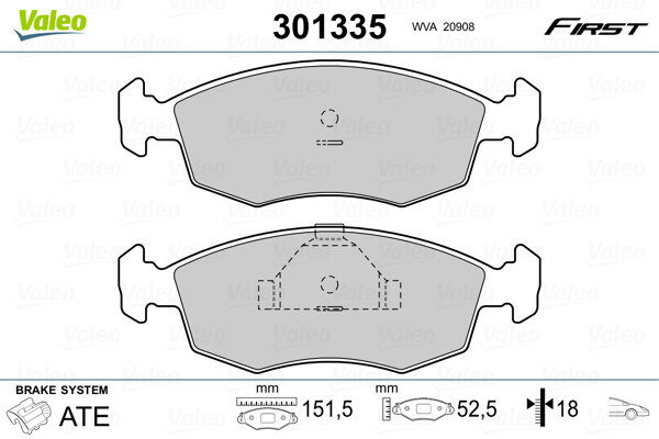 Plaquettes de frein VALEO 301335 pour l'entretien du freinage avant FORD ESCORT V