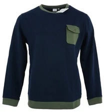 New Onia Hudson Crew Men Sizes M / L Blue Green Color Block Crew Fleece Pullover