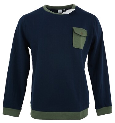New Onia Hudson Crew Men Sizes M / L Blue Green Color Block Crew Fleece Pullover