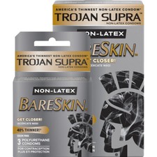 Trojan Supra Bareskin Thinnest Sensitive Polyurethane Non-Latex Condoms