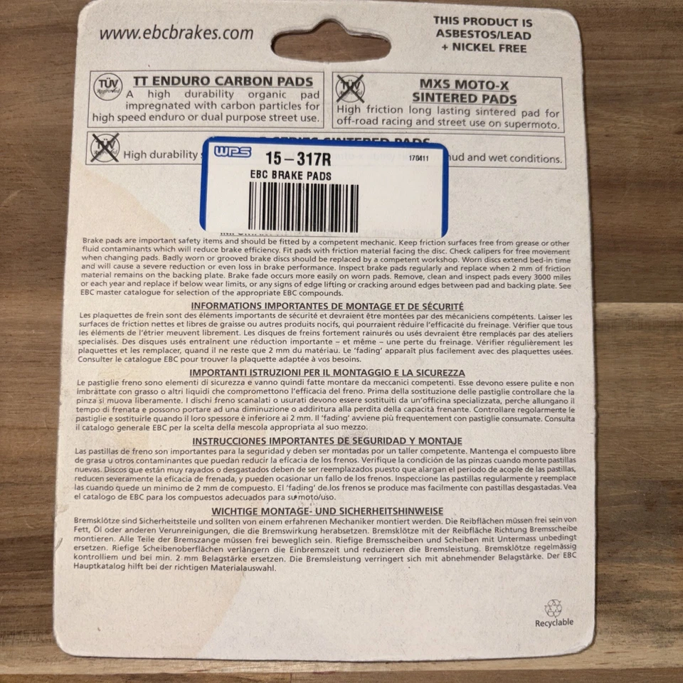 NUEVO EBC FA317R Pastillas de freno: Can-Am Bombardier Cannondale BM6 Foto 2 de 2