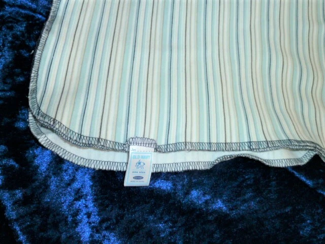 Antigua Camiseta de Algodón Elástico Blanco Marino Bebé Manta Naranja Azul Rayas Foto 2 de 3