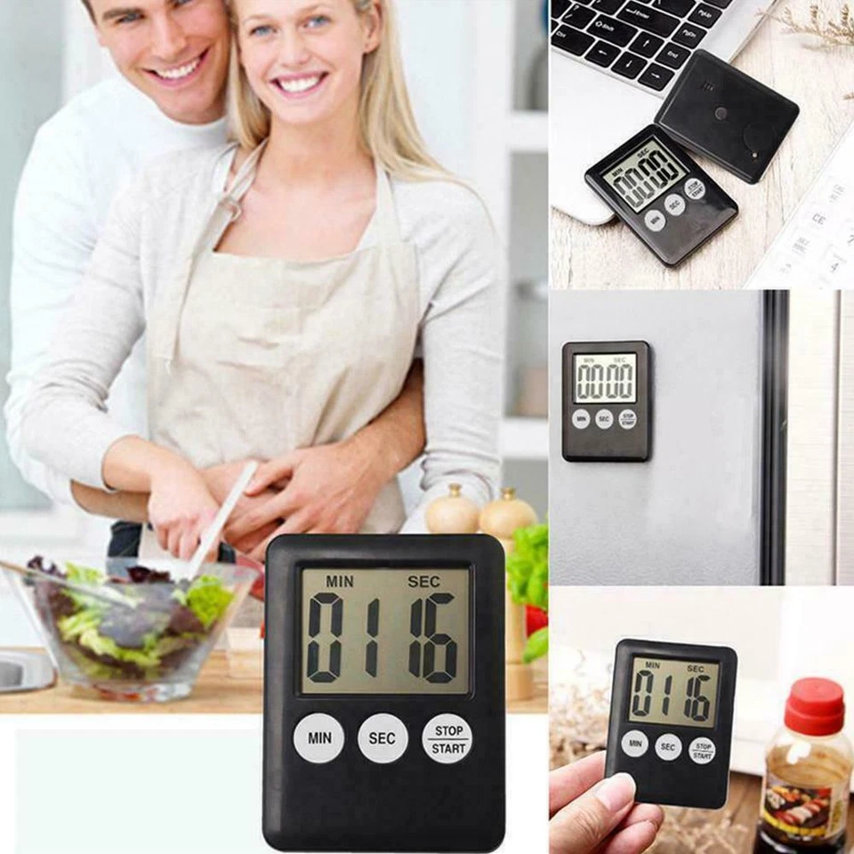 Large LCD Digital Kitchen Cooking Timer Count-Down Up Clock Loud Alarm Magnetic - Image 2 of 4