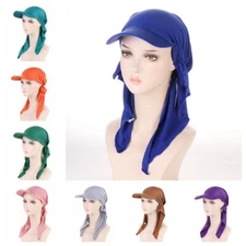 Women Summer Sun Long Tails Hat Head Hairband Turban Stretch Elastic Ladies Cap