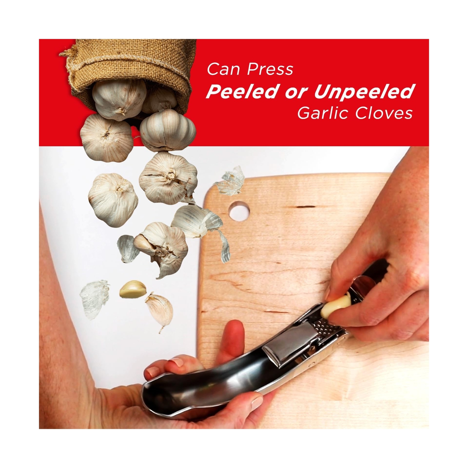 Kuhn Rikon Epicurean Garlic Press, Stainless Steel, 6.5 x 1 x 1.5