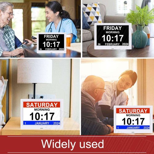 10 inch LED Digital Day Clock Calendar Dementia Date Week Month Year Time Wall - Picture 12 of 14