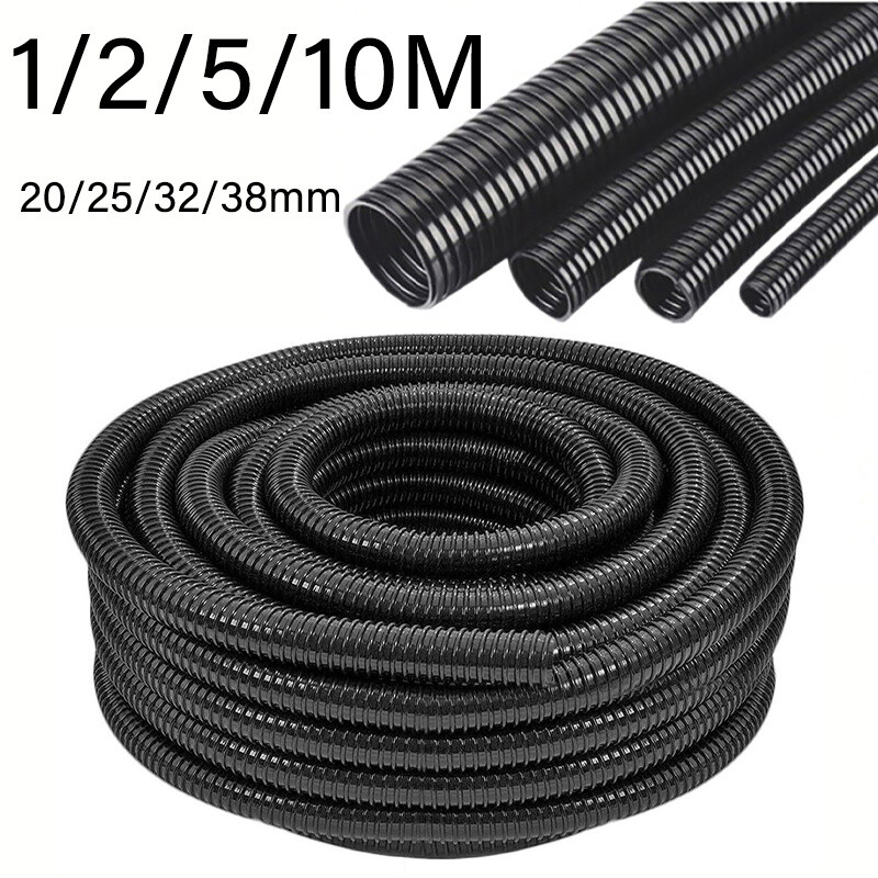 Black Corrugated Flexible Pond Hose Pipe Fish Pond Pump Garden Filter