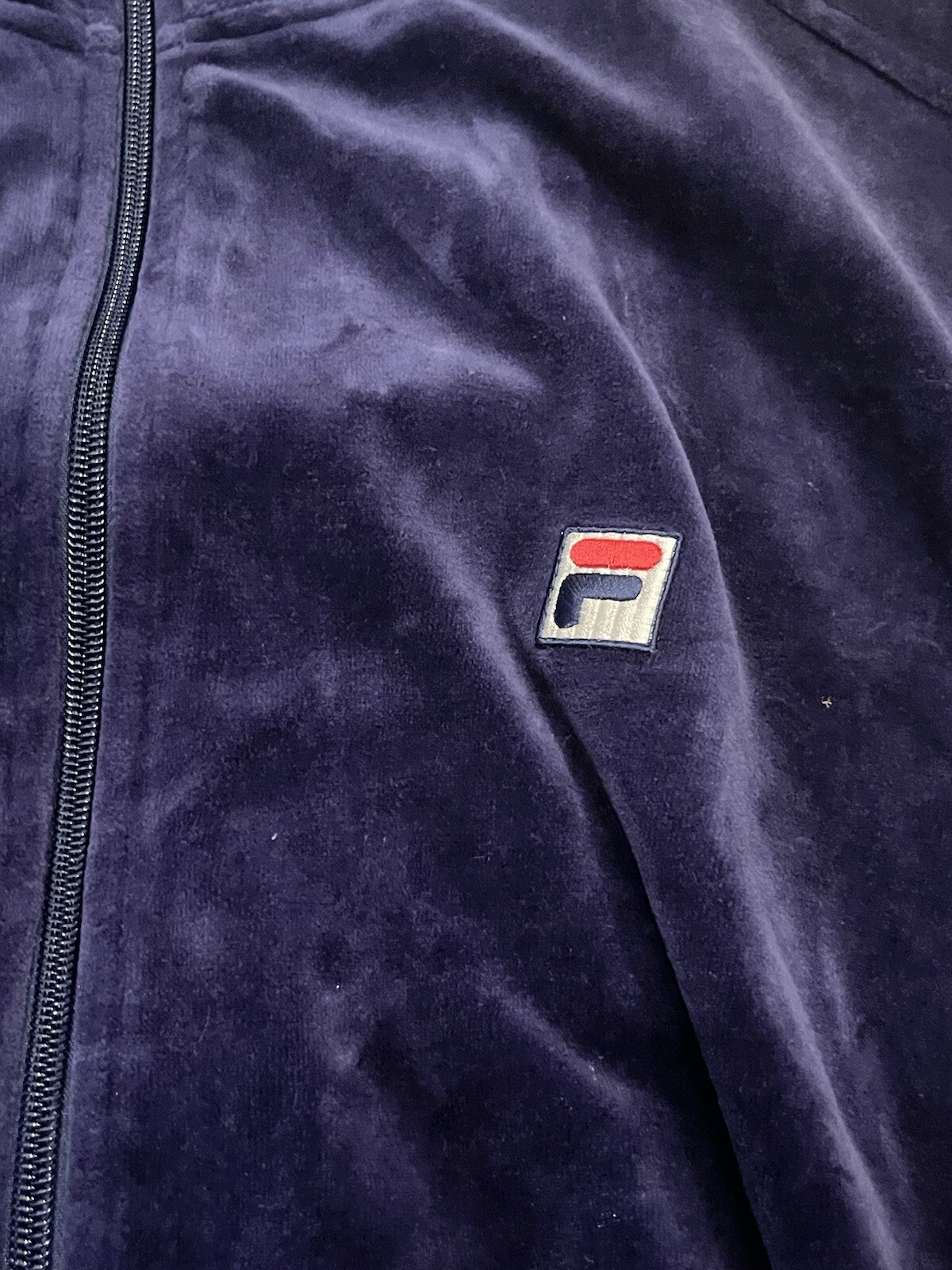 GIACCA PISTA VINTAGE FILA VELLUTO ANNI 70 80 BLUe ROSSO RETRO ZIP UP XL