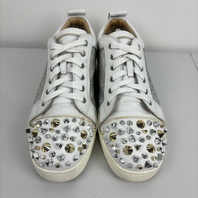 Christian Louboutin Louis Junior Spikes Crystals Leather Sneaker