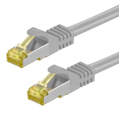 15m RJ45 Patchkabel S/FTP PiMF m. CAT 7 Rohkabel grau 10 Gigabit LAN Netzwerk TV