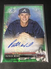 2017 Bowman Chrome Green Shimmer Refractor Auto Patrick Weigel PW 52/99 BRAVES
