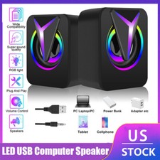 3.5mm Stereo Bass Sound Computer Speakers RGB 2.0 USB Wired for Laptop Desktop