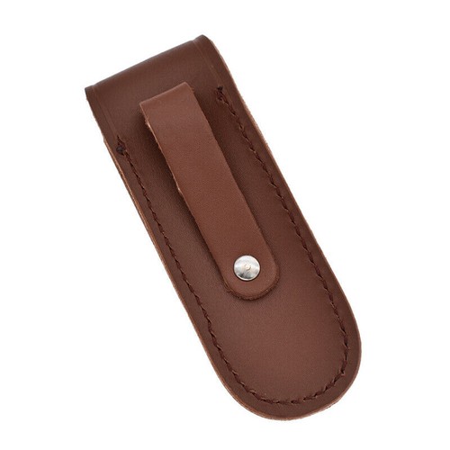 Black Leather Sheath Pocket Folding Knife Cover Multi Tool Case Pouch Holster #w - Picture 7 of 10