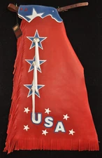 Custom Made Patriotic  Kid's Chaps/Size 14/16 Rodeo Chaps/Quick Ship/Made In USA