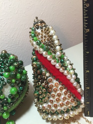 Vintage Victorian Style Handmade Velvet Ribbon Beaded Ball Ornaments - Picture 12 of 12
